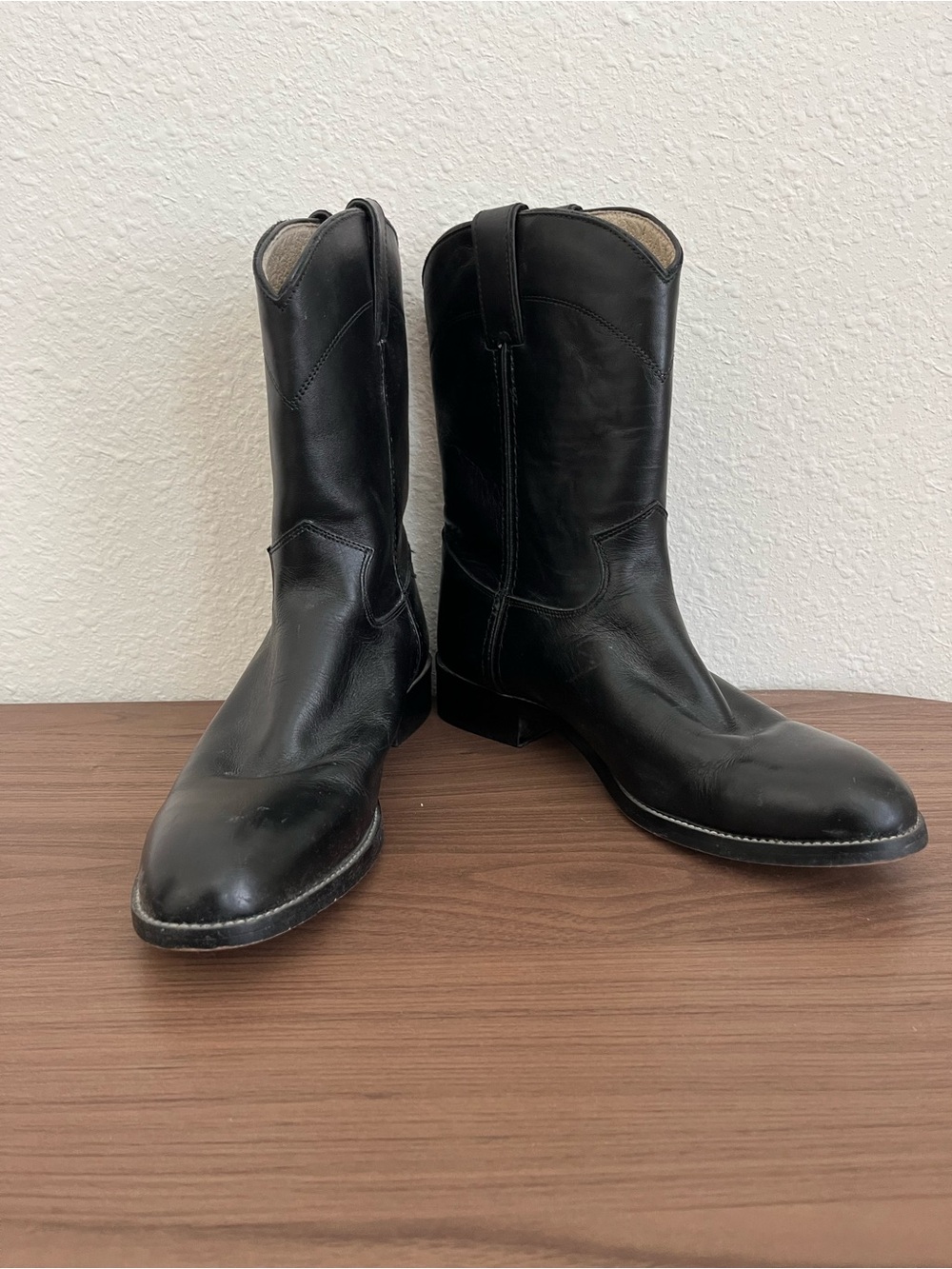 Justin Boots Black Leather Western Cowboy Boots